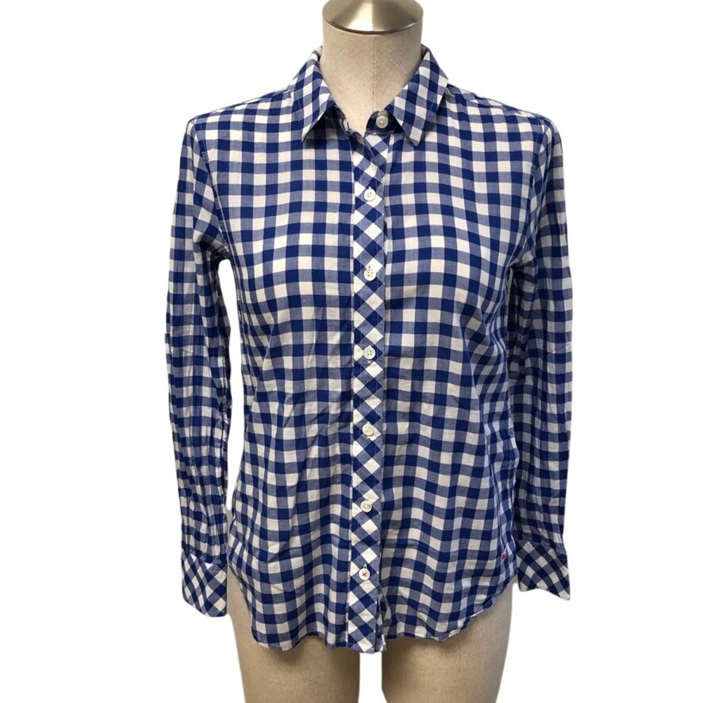 Vineyard Vines Button‎ Down Womens 00 Blue Gingham Relaxed Cotton Shirt